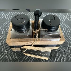 Salt and Pepper Glass Jars Set with Black Lids
